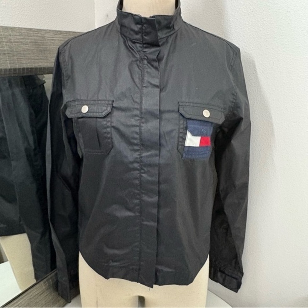 Tommy Hilfiger Black and Red Windbreaker with Sporty Design